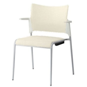 81R2FX PB26 レーテ 4本脚チェア 肘付  背カバー付 ホワイトシェル シルバーフレーム オカムラ(岡村製作所) 06999801