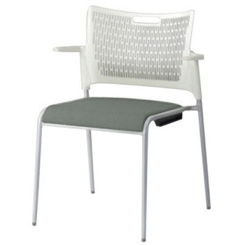 81R2EX FFW9 レーテ 4本脚チェア 肘付  背カバー無 ホワイトシェル シルバーフレーム オカムラ(岡村製作所) 06999828