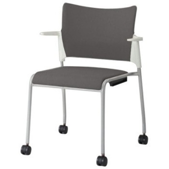 81R2FY PB24 レーテ 4本脚キャスター付 肘付  背カバー付 ホワイトシェル シルバーフレーム ナイロン双輪 オカムラ(岡村製作所) 06999846