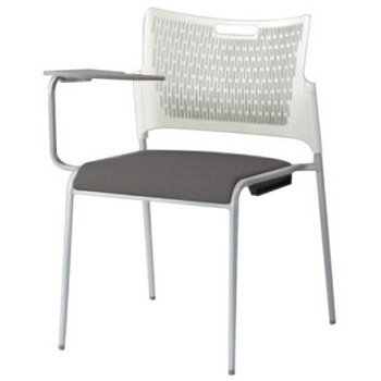 81R2IX PB24 レーテ 4本脚チェア タブレット  背カバー無 ホワイトシェル シルバーフレーム オカムラ(岡村製作所) 07000038