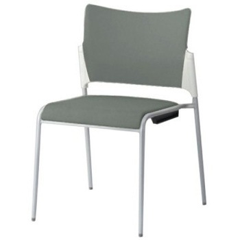 81R2BX FFW9 レーテ 4本脚チェア 肘無  背カバー付 ホワイトシェル シルバーフレーム オカムラ(岡村製作所) 07000135