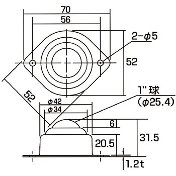 Tb25 フリーボールベアリング 上向用 56mmピッチ 1個 モノタロウ 通販サイトmonotaro