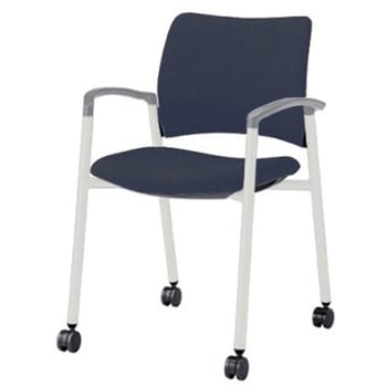 8147HA FXW4 8147チェア 4本脚キャスター付 肘付 背座張り ブラックシェル ホワイトフレーム ナイロン双輪 オカムラ(岡村製作所) 07005848