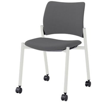 8147HZ FXW0 8147チェア 4本脚キャスター付 肘無 背座張り ブラックシェル ホワイトフレーム ナイロン双輪 オカムラ(岡村製作所) 07005979