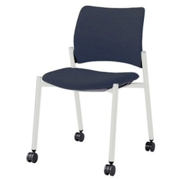 8147HZ FXW4 8147チェア 4本脚キャスター付 肘無 背座張り ブラックシェル ホワイトフレーム ナイロン双輪 オカムラ(岡村製作所) 07005988