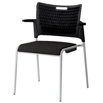 81R2GX FFW1 レーテ 4本脚チェア 肘付  背カバー無 ブラックシェル シルバーフレーム オカムラ(岡村製作所) 07010285