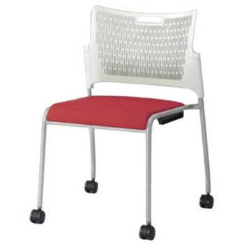 81R2AY FFW8 レーテ 4本脚キャスター付 肘無  背カバー無 ホワイトシェル シルバーフレーム ナイロン双輪 オカムラ(岡村製作所) 07010581