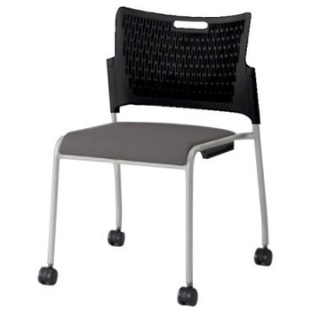 81R2CY PB24 レーテ 4本脚キャスター付 肘無  背カバー無 ブラックシェル シルバーフレーム ナイロン双輪 オカムラ(岡村製作所) 07010590