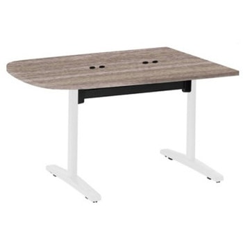 Livesミーティングテーブル T字脚天板フラップ/台形 1500×900×720 CU付 オカムラ(岡村製作所)