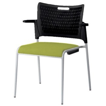 81R2GX FFW6 レーテ 4本脚チェア 肘付  背カバー無 ブラックシェル シルバーフレーム オカムラ(岡村製作所) 07020530