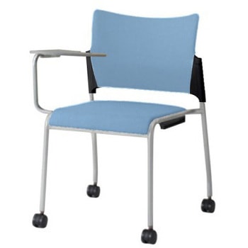 81R2LY PB21 レーテ 4本脚キャスター付 タブレット  背カバー付 ブラックシェル シルバーフレーム ナイロン双輪 オカムラ(岡村製作所) 07020767