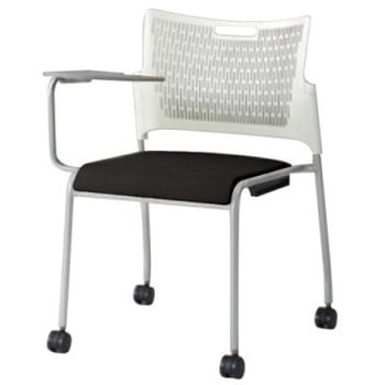 81R2IY FFW1 レーテ 4本脚キャスター付 タブレット  背カバー無 ホワイトシェル シルバーフレーム ナイロン双輪 オカムラ(岡村製作所) 07020776