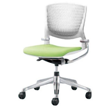 8142NR FEA6 グラータ 5本脚チェア 肘無  背パッド無 ホワイトシェル ポリッシュフレーム ナイロン双輪 オカムラ(岡村製作所) 07034679