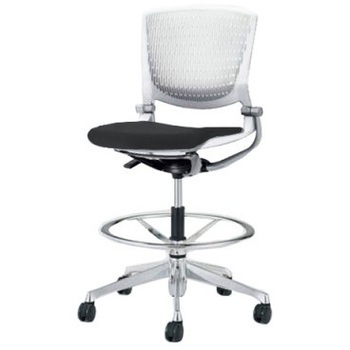 8142UG F3Z1 グラータ 5本脚ハイチェア 肘無  背パッド無 ホワイトシェル ポリッシュフレーム ナイロン双輪 オカムラ(岡村製作所) 07036736