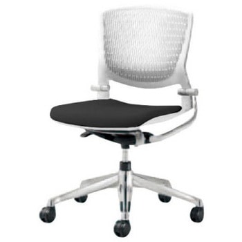 8142NR F3Z1 グラータ 5本脚チェア 肘無  背パッド無 ホワイトシェル ポリッシュフレーム ナイロン双輪 オカムラ(岡村製作所) 07040821