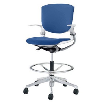 8142VF F3Z6 グラータ 5本脚ハイチェア 肘付  背パッド付 ホワイトシェル ポリッシュフレーム ナイロン双輪 オカムラ(岡村製作所) 07049291