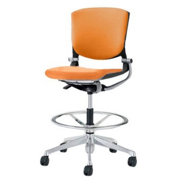 8142UY FBA8 グラータ 5本脚ハイチェア 肘無  背パッド付 ブラックシェル ポリッシュフレーム ナイロン双輪 オカムラ(岡村製作所) 07049300