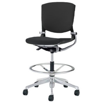 8142UY F3Z1 グラータ 5本脚ハイチェア 肘無  背パッド付 ブラックシェル ポリッシュフレーム ナイロン双輪 オカムラ(岡村製作所) 07049345