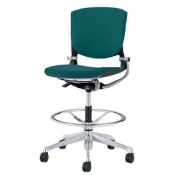 8142UY F3Z5 グラータ 5本脚ハイチェア 肘無  背パッド付 ブラックシェル ポリッシュフレーム ナイロン双輪 オカムラ(岡村製作所) 07049361