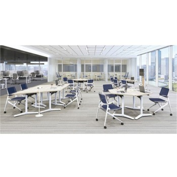 Livesミーティングテーブル 単柱脚天板フラップ/矩形 600×750×720 CU付 オカムラ(岡村製作所)