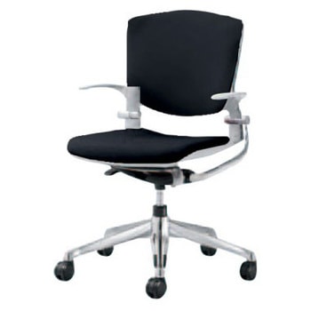 8142MB FBA1 グラータ 5本脚チェア 肘付  背パッド付 グレーシェル ポリッシュフレーム ナイロン双輪 オカムラ(岡村製作所) 07053676