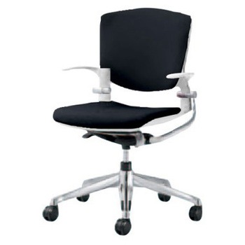 8142NB FBA1 グラータ 5本脚チェア 肘付  背パッド付 ホワイトシェル ポリッシュフレーム ナイロン双輪 オカムラ(岡村製作所) 07053710