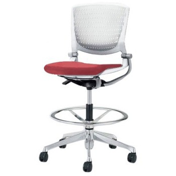 8142UG FBA9 グラータ 5本脚ハイチェア 肘無  背パッド無 ホワイトシェル ポリッシュフレーム ナイロン双輪 オカムラ(岡村製作所) 07055487