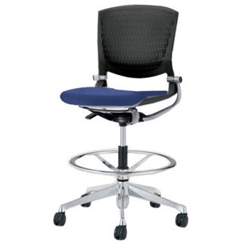 8142UX FEA4 グラータ 5本脚ハイチェア 肘無  背パッド無 ブラックシェル ポリッシュフレーム ナイロン双輪 オカムラ(岡村製作所) 07055496