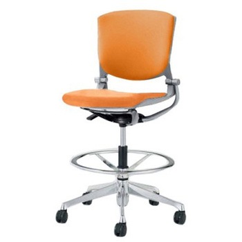 8142US FBA8 グラータ 5本脚ハイチェア 肘無  背パッド付 グレーシェル ポリッシュフレーム ナイロン双輪 オカムラ(岡村製作所) 07055505