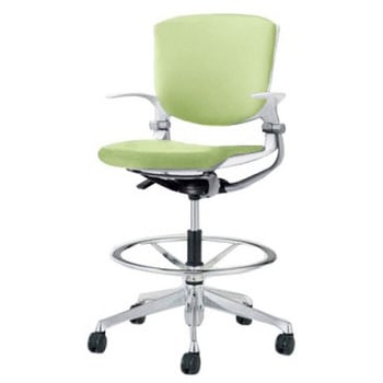 8142VF FEA6 グラータ 5本脚ハイチェア 肘付  背パッド付 ホワイトシェル ポリッシュフレーム ナイロン双輪 オカムラ(岡村製作所) 07055530