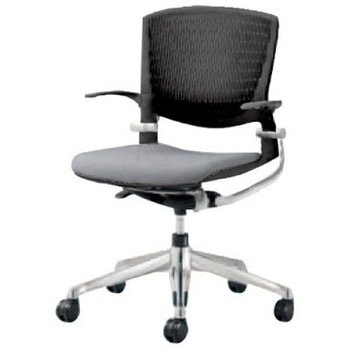 8142LA FBA3 グラータ 5本脚チェア 肘付  背パッド無 ブラックシェル ポリッシュフレーム ナイロン双輪 オカムラ(岡村製作所) 07059486