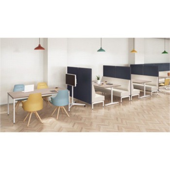 Livesミーティングテーブル 単柱脚天板フラップ/矩形 600×750×720 CU付 オカムラ(岡村製作所)