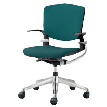 8142LB F3Z5 グラータ 5本脚チェア 肘付  背パッド付 ブラックシェル ポリッシュフレーム ナイロン双輪 オカムラ(岡村製作所) 07065707