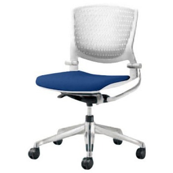 8142NR F3Z6 グラータ 5本脚チェア 肘無  背パッド無 ホワイトシェル ポリッシュフレーム ナイロン双輪 オカムラ(岡村製作所) 07065741