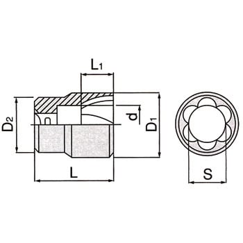 TONE 前田金属工業 トネ TONE 25.4mm(1”) ソケット(12角) 8D-80-www