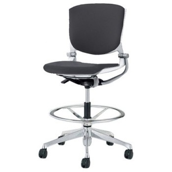 8142UJ FBA1 グラータ 5本脚ハイチェア 肘無  背パッド付 ホワイトシェル ポリッシュフレーム ナイロン双輪 オカムラ(岡村製作所) 07067859