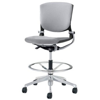 8142UY FBA3 グラータ 5本脚ハイチェア 肘無  背パッド付 ブラックシェル ポリッシュフレーム ナイロン双輪 オカムラ(岡村製作所) 07067877