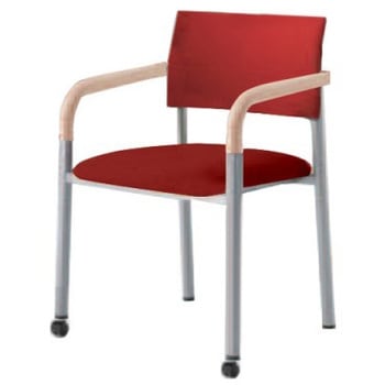 L642AE FFW8 アルフォルム3 4本脚 ウッド肘付 背張りタイプ シルバーフレーム 前脚キャスター付 オカムラ(岡村製作所) 07068087