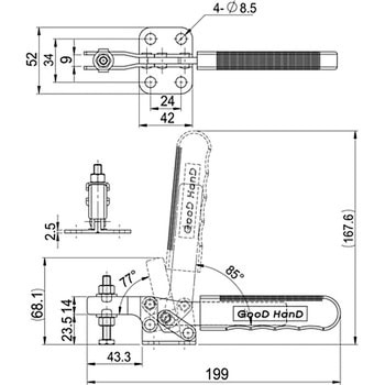 下方圧え型トグルクランプ250K モノタロウ