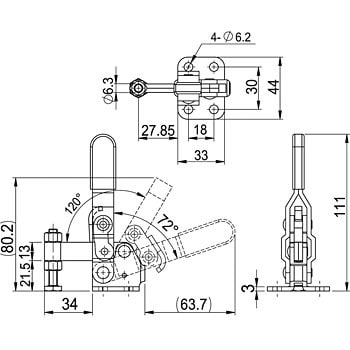 GH11401 下方圧え型トグルクランプ100K 1個 モノタロウ 【通販モノタロウ】