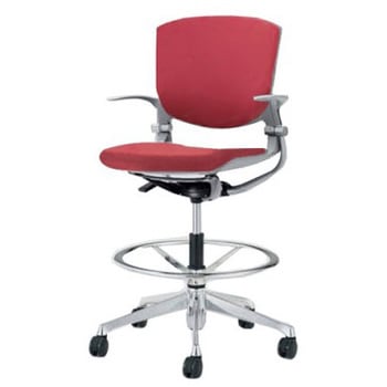 8142UB FBA9 グラータ 5本脚ハイチェア 肘付  背パッド付 グレーシェル ポリッシュフレーム ナイロン双輪 オカムラ(岡村製作所) 07074055