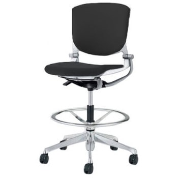 8142UJ F3Z1 グラータ 5本脚ハイチェア 肘無  背パッド付 ホワイトシェル ポリッシュフレーム ナイロン双輪 オカムラ(岡村製作所) 07074071