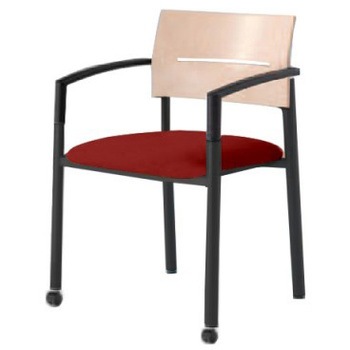 L645EC FFW8 アルフォルム3 4本脚 ブラック肘付 背合板 ブラックフレーム ナチュラルビーチシェル 前脚キャスター付 オカムラ(岡村製作所) 07074238