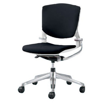 8142NS FBA1 グラータ 5本脚チェア 肘無  背パッド付 ホワイトシェル ポリッシュフレーム ナイロン双輪 オカムラ(岡村製作所) 07084510