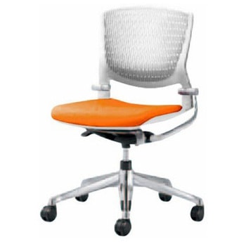 8142NR FBA8 グラータ 5本脚チェア 肘無  背パッド無 ホワイトシェル ポリッシュフレーム ナイロン双輪 オカムラ(岡村製作所) 07084598