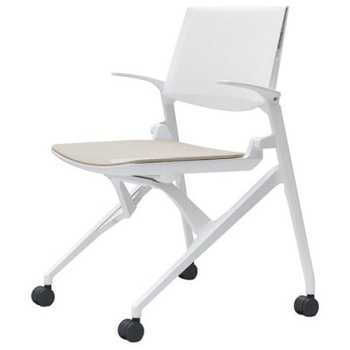81M2WE F1C7 マルカ 4本脚 肘付 座メッシュ 背パッド無 ホワイトフレーム ホワイトシェル オカムラ(岡村製作所) 07088877