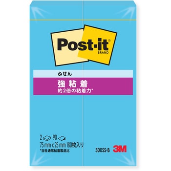 500SS-B 【強粘着】 ポストイット 強粘着ふせん ふせん 75×25mm ネオンカラー 3M スリーエム 1パック(90枚×2冊)  スリーエム(3M) 【通販モノタロウ】