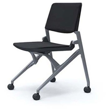 81M1JB FBA1 マルカ 4本脚 肘無 座クッション 背パッド付 シルバーフレーム ブラックシェル オカムラ(岡村製作所) 07091187