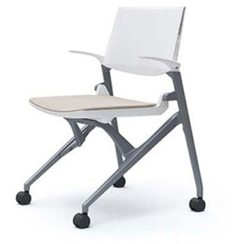 81M1LE FEA2 マルカ 4本脚 肘付 座クッション 背パッド無 シルバーフレーム ホワイトシェル オカムラ(岡村製作所) 07091248