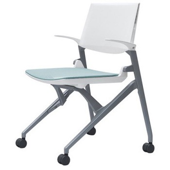 81M2LE F1C6 マルカ 4本脚 肘付 座メッシュ 背パッド無 シルバーフレーム ホワイトシェル オカムラ(岡村製作所) 07091318